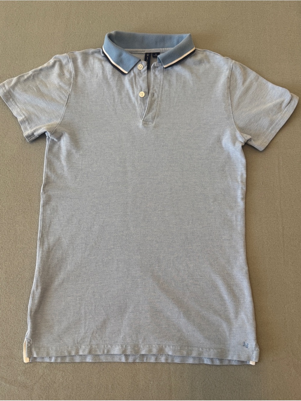 Janie and Jack Polo Shirt Boys size 14 Light Blue with Navy-Trim Collar